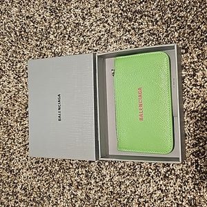 Balenciaga card wallet neon green